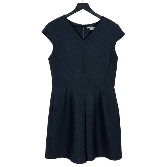 Vince Size 10 Sheath Cap Sleeve Mini Dress Black Polyester Stretch Ponte - Picture 1 of 10
